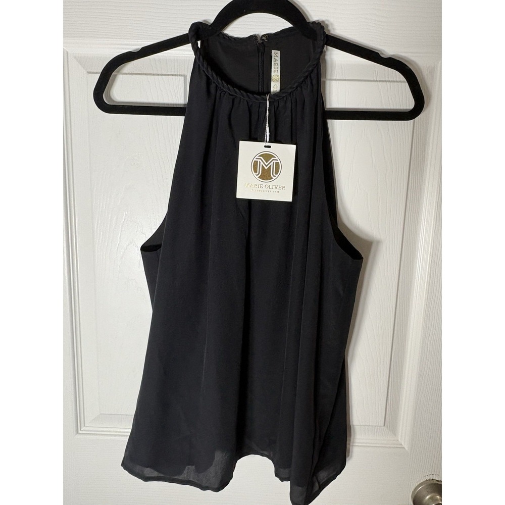 Marie Oliver Elena 100 Silk Black Dress Top Large Neck Blouse Top Silk Ret 278